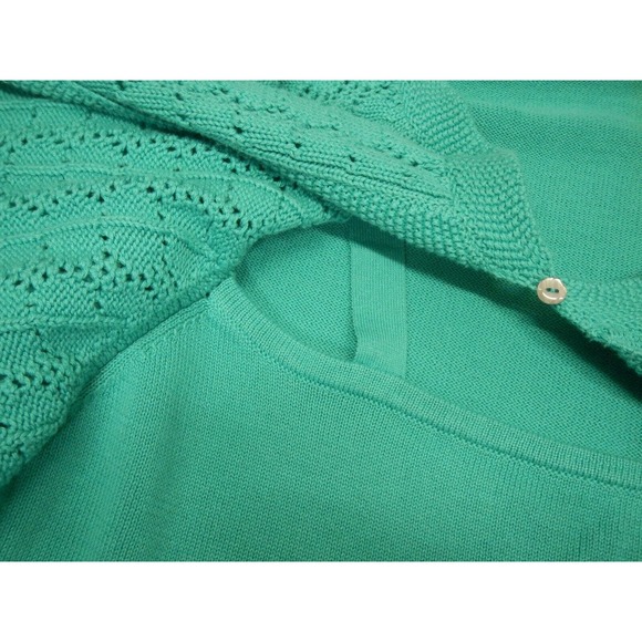 Maggie Barnes Cardigan Sweater Womens Plus 2X Blue Open Knit Layered 3/4 Sleeve - Picture 5 of 8